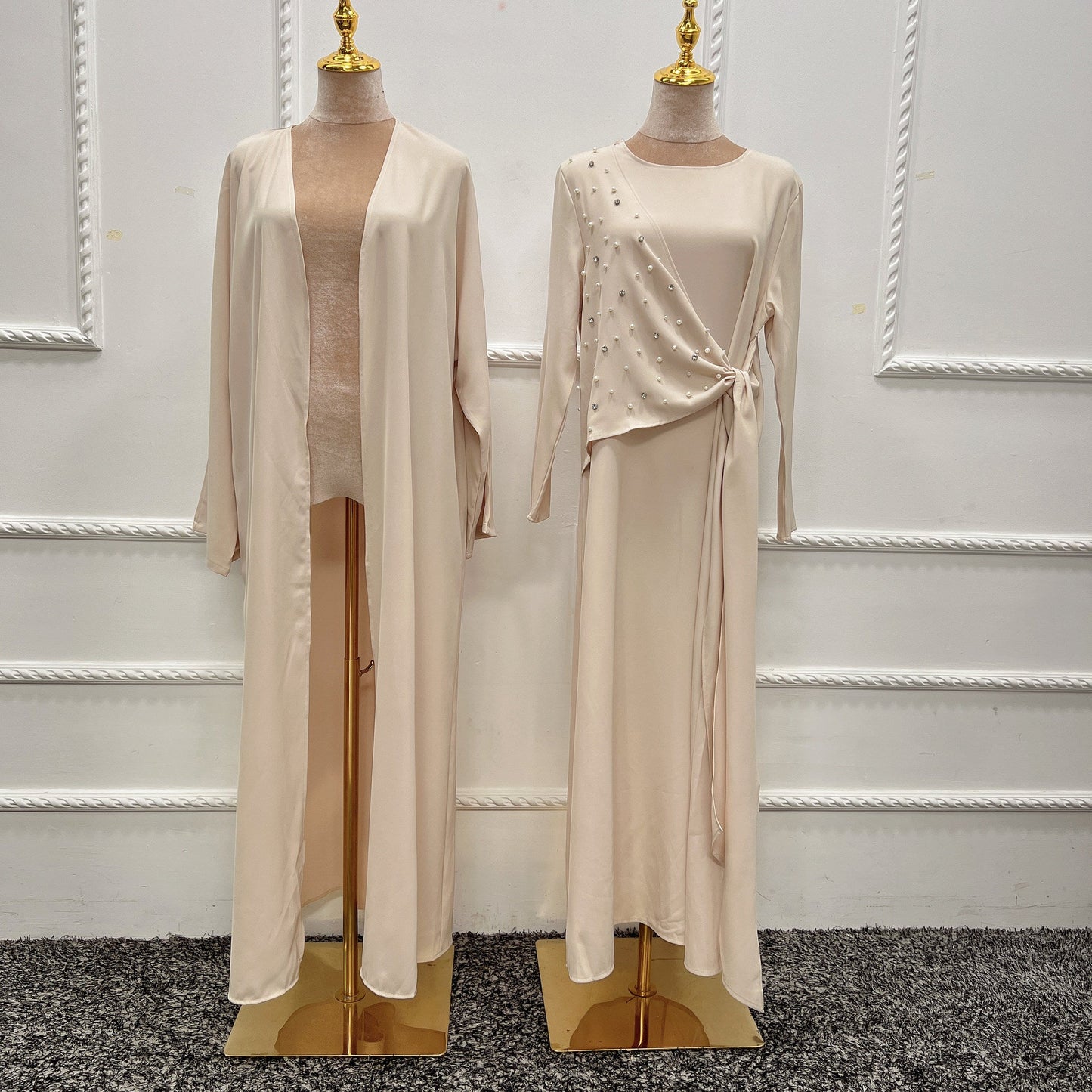 LUMAYA LUMAYA1012 2pcs Set Solid Color Cardigan+Inner Dress