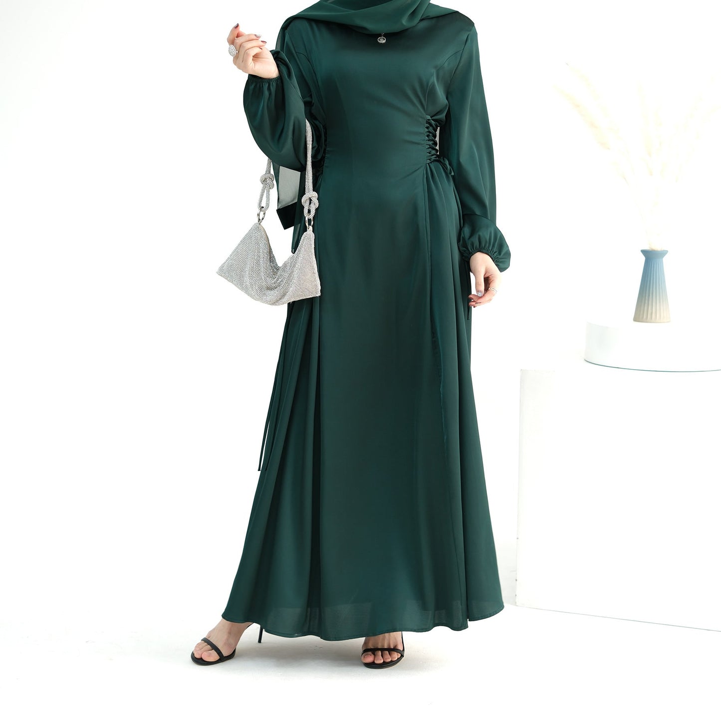 LUMAYA LUMAYA0991 Solid Color High-necked Slim Elegant Dress