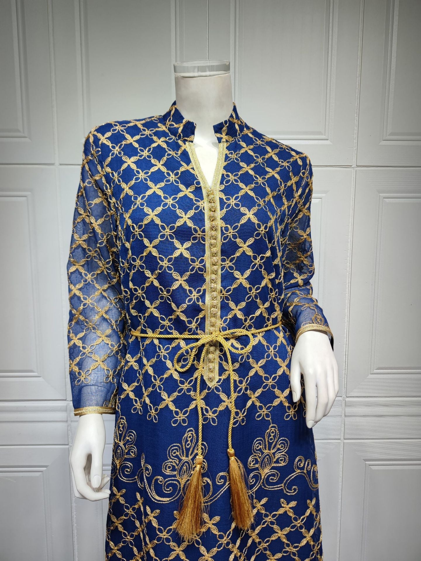 LM6640 Elegant Openwork Embroidered Abaya Long Dress