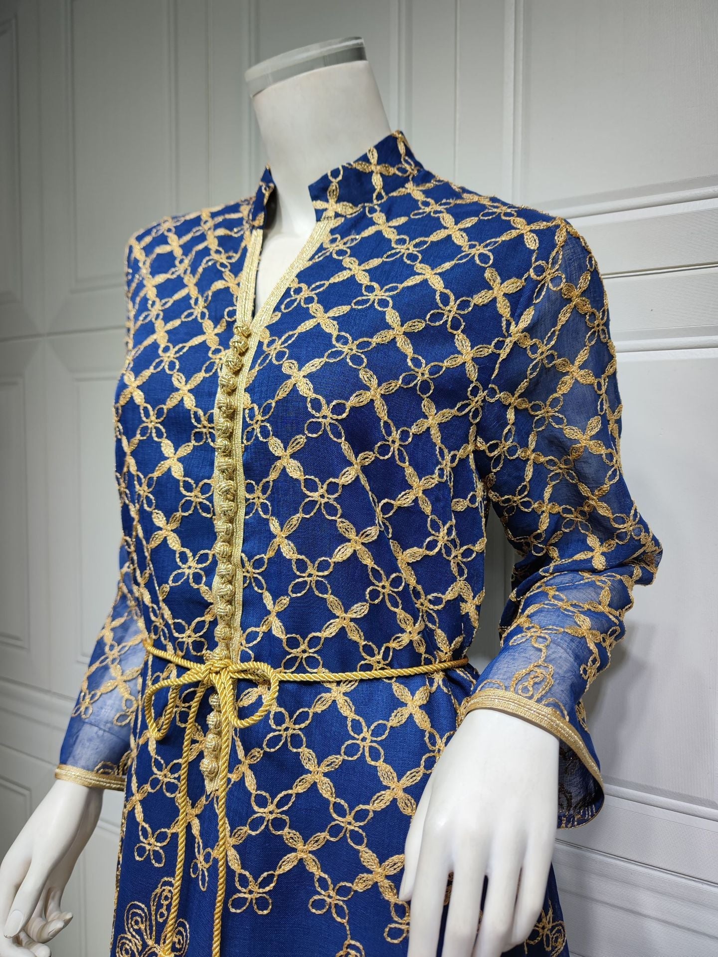 LM6640 Elegant Openwork Embroidered Abaya Long Dress