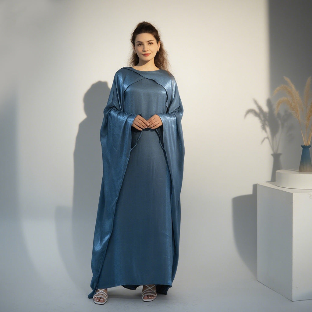LM6584 Solid Color Beaded Loose Elegant Robe Dress