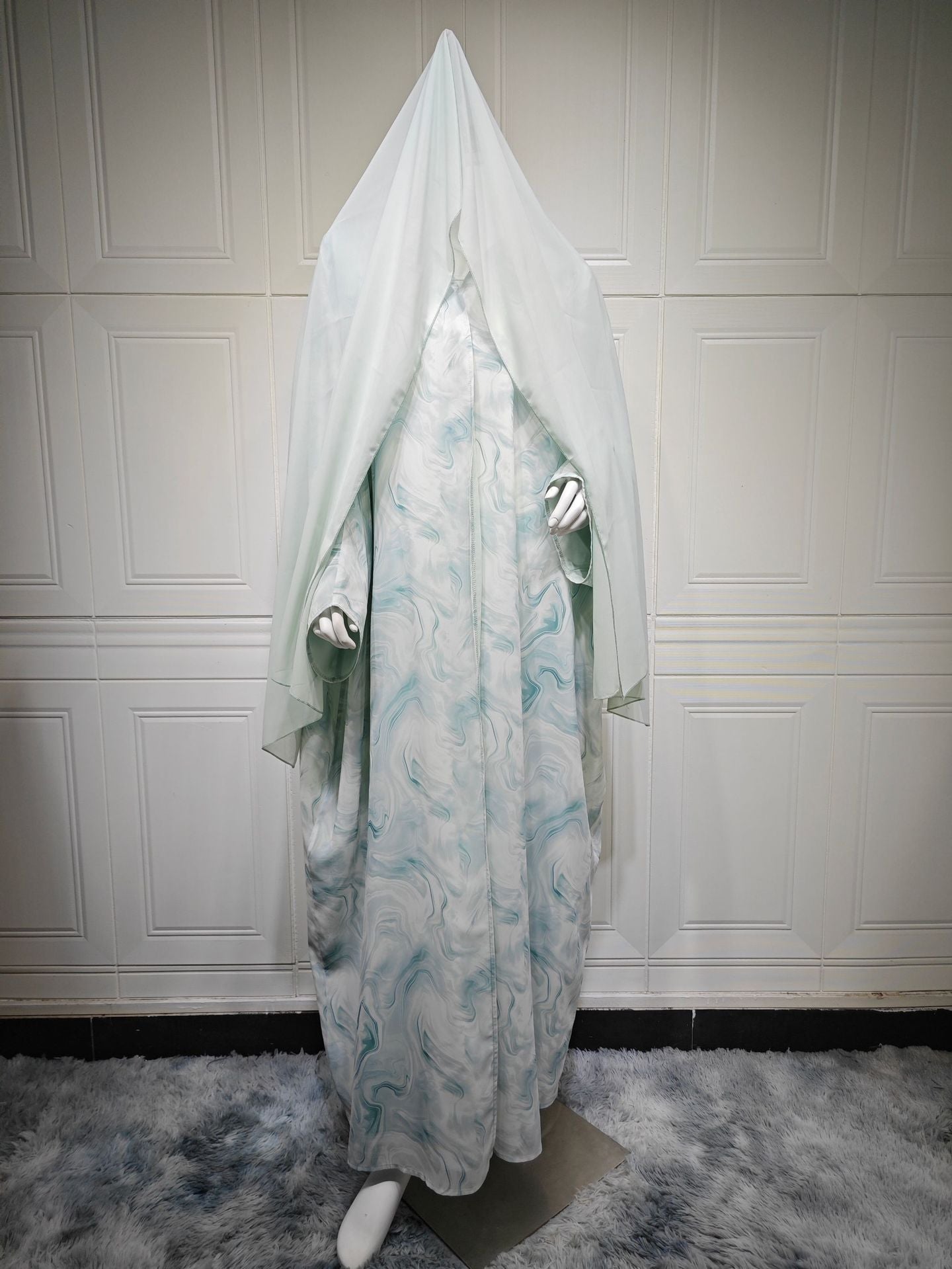 LM6635 Abaya chiffon printed two-piece set (including headscarf)