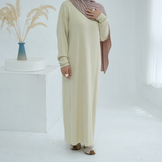 LM6598 Autumn and Winter Knitted Dress, Long Solid Color (headscarf Not Included)