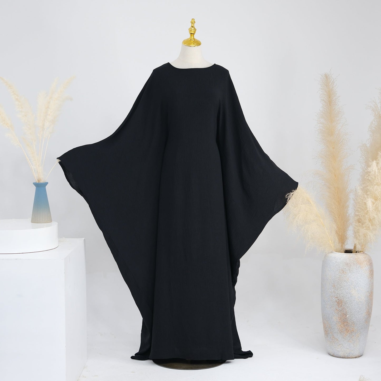 LUMAYA LUMAYA0997 Crepe Kaftan with Built-in Belt Waist Bat Sleeves Dress