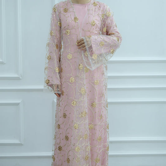 LM6627 Gold hook flower embroidered cardigan (with optional inner wear)