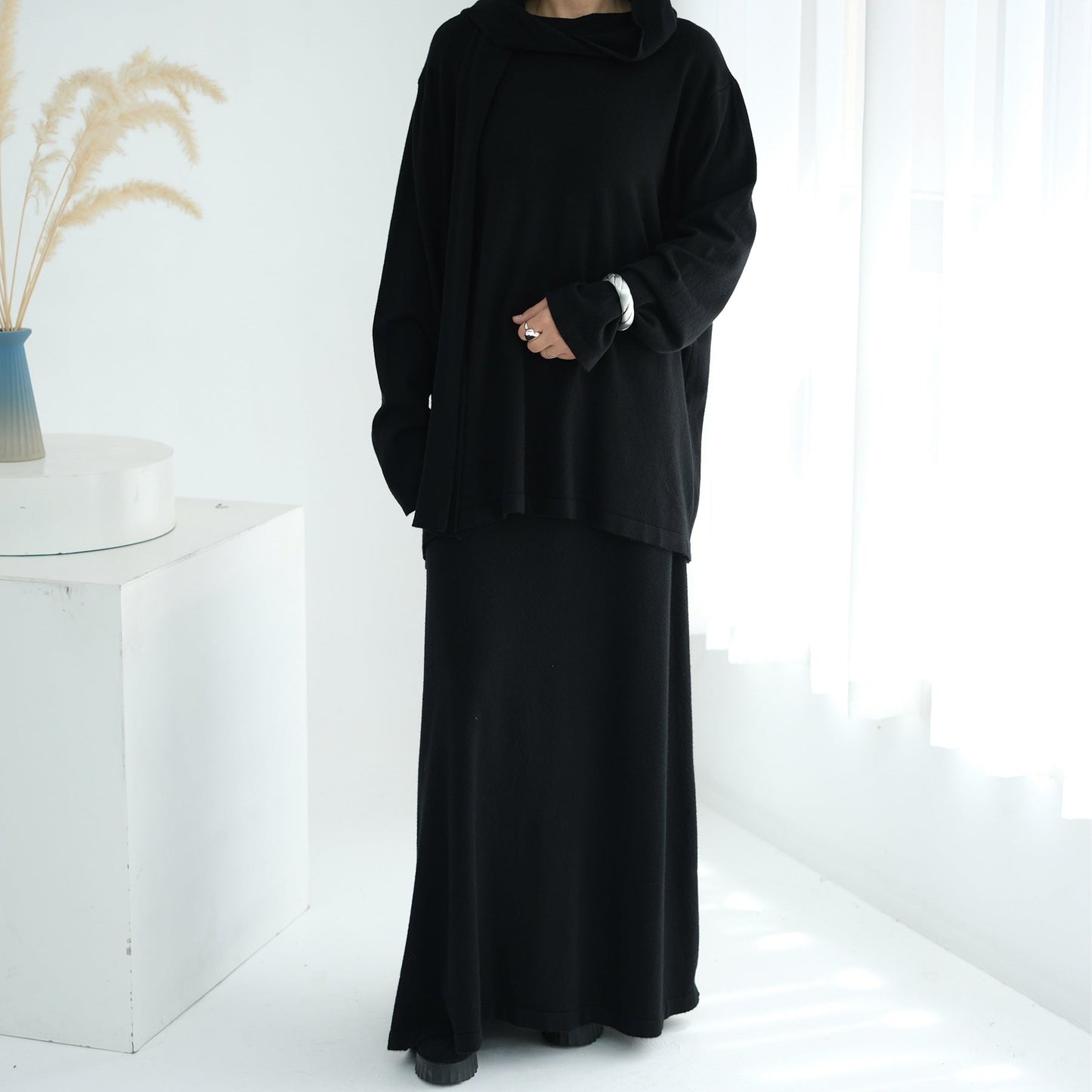 LM6609 Autumn and winter thickened knitted two-piece suit (excluding headscarf)
