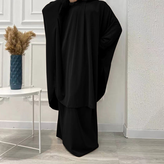 LM6583 Solid Color Long Robe Dress with Wide Swing Design