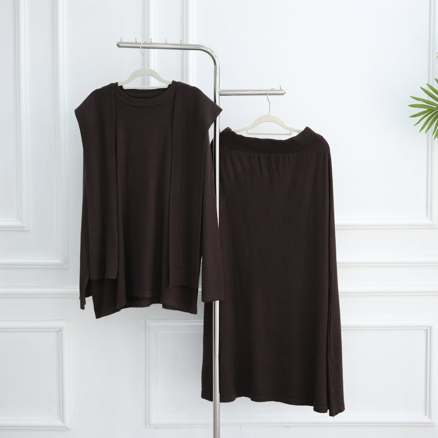LM6609 Autumn and winter thickened knitted two-piece suit (excluding headscarf)