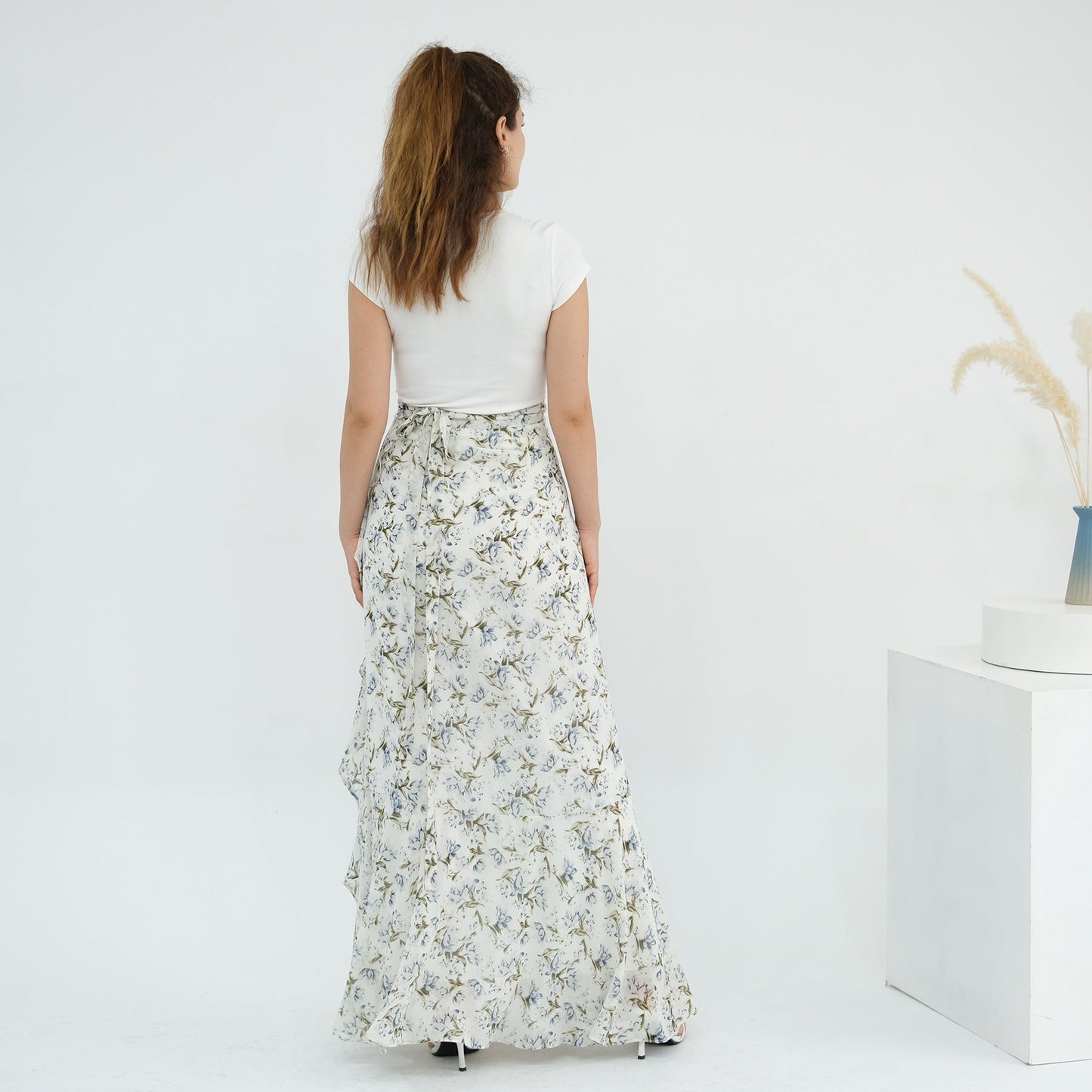 LM6580 Printed cardigan and skirt two-piece set