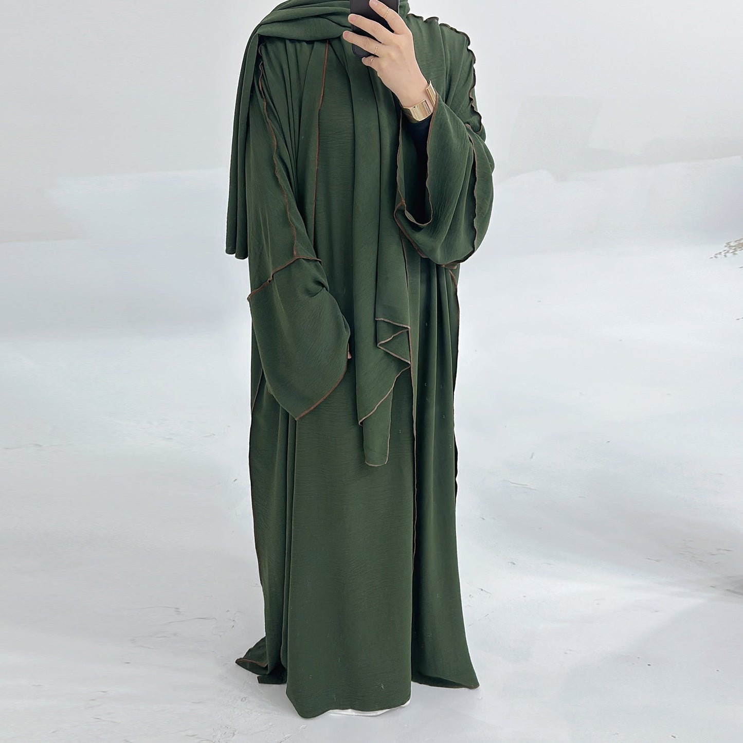 LUMAYA LM1182 3pcs Set Crepe Inner Dress and Cardigan and Hijab