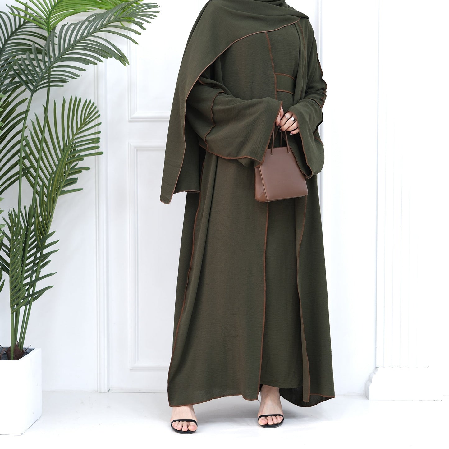 LUMAYA LM1095 3pcs Set Cardigan+without Sleeves Inner Dress+Hijab