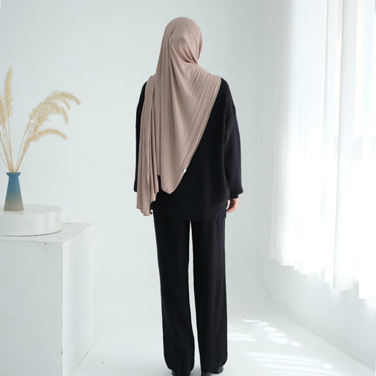 LM6594 Autumn and Winter Thickened Knitted Suit | Simple Solid Color Two-piece Suit