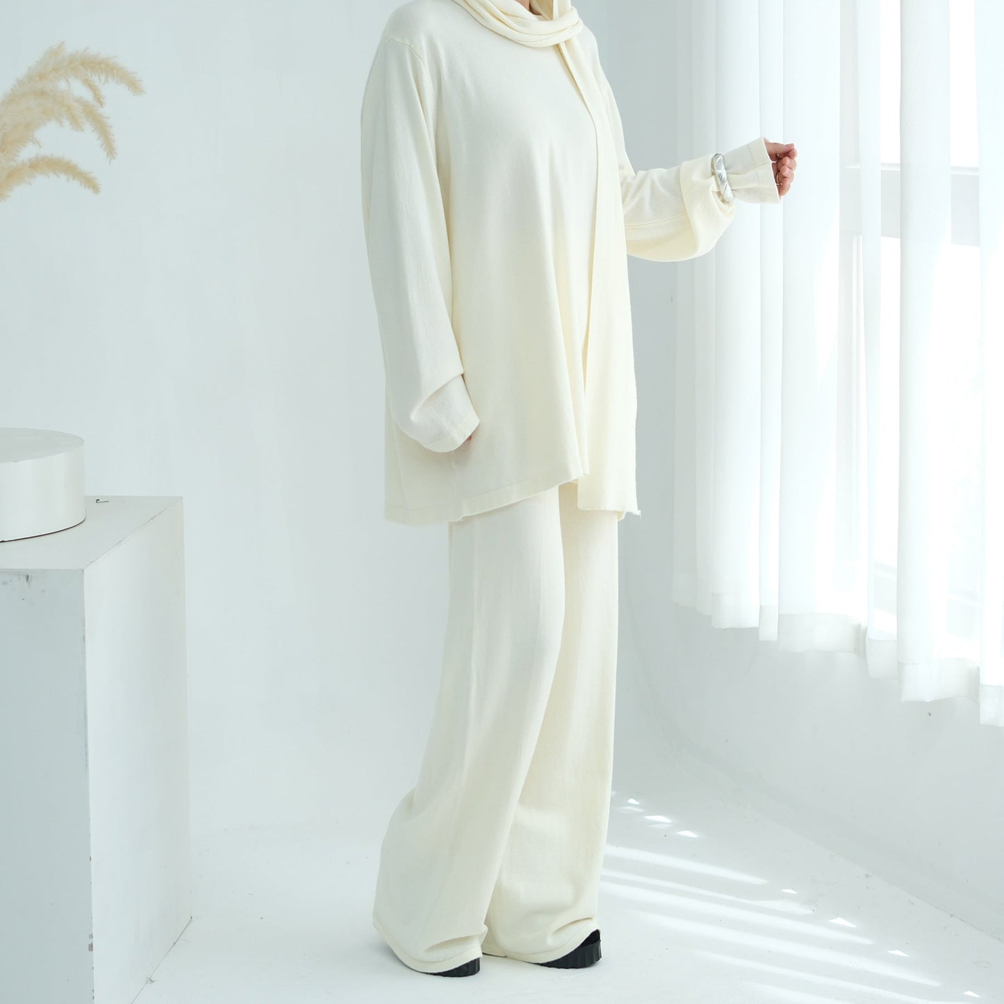 LM6593 Soft knitted home set | Simple solid color two-piece set