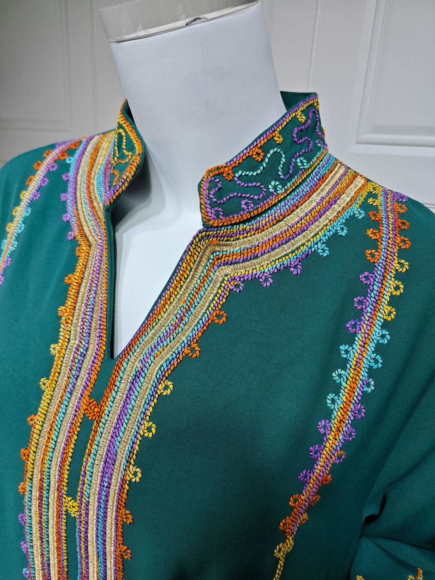 LM6661 Rope Embroidery Pullover Robe Dress, Long Sleeves, Loose Fit.