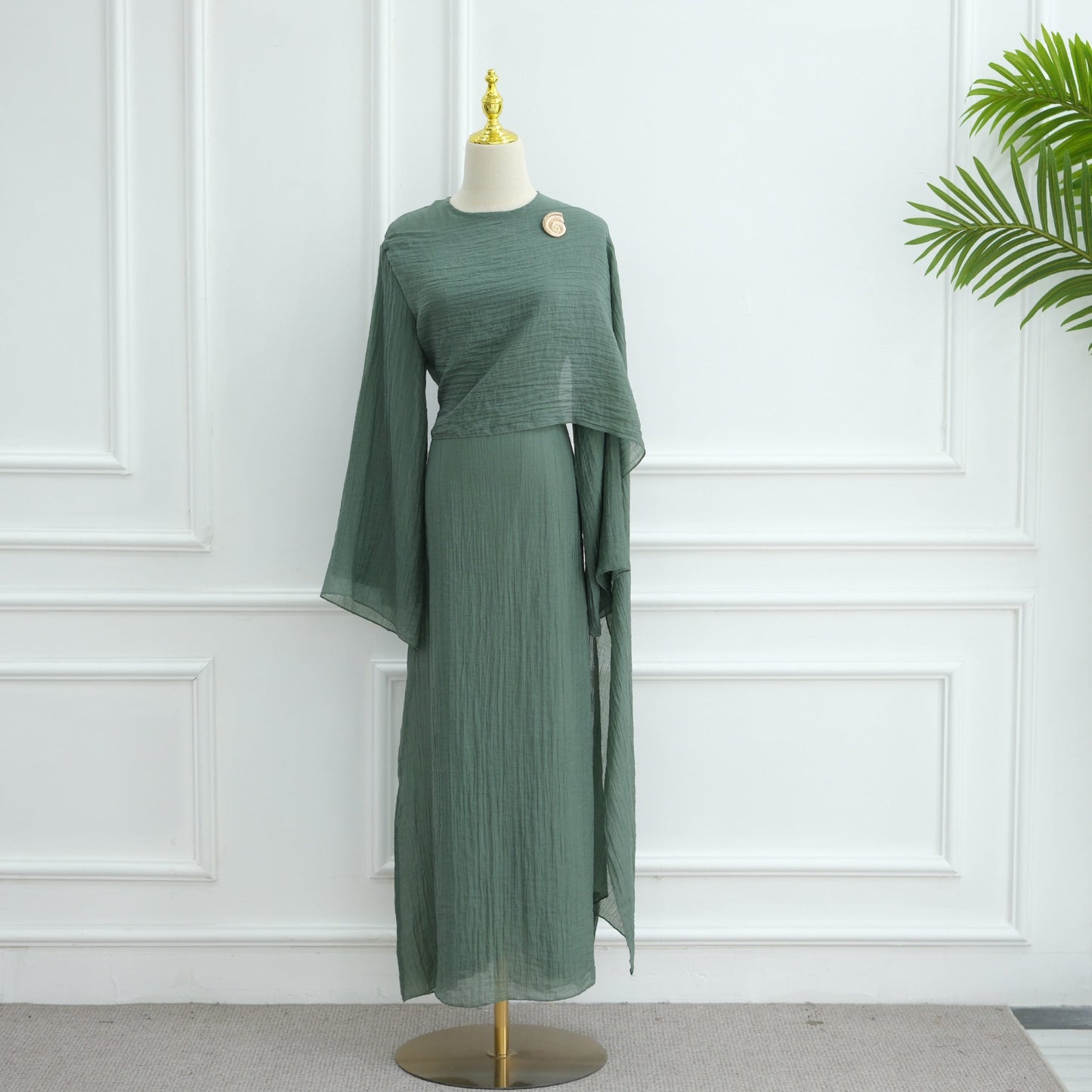 LM6629 Design Solid Color Double Layer Dress
