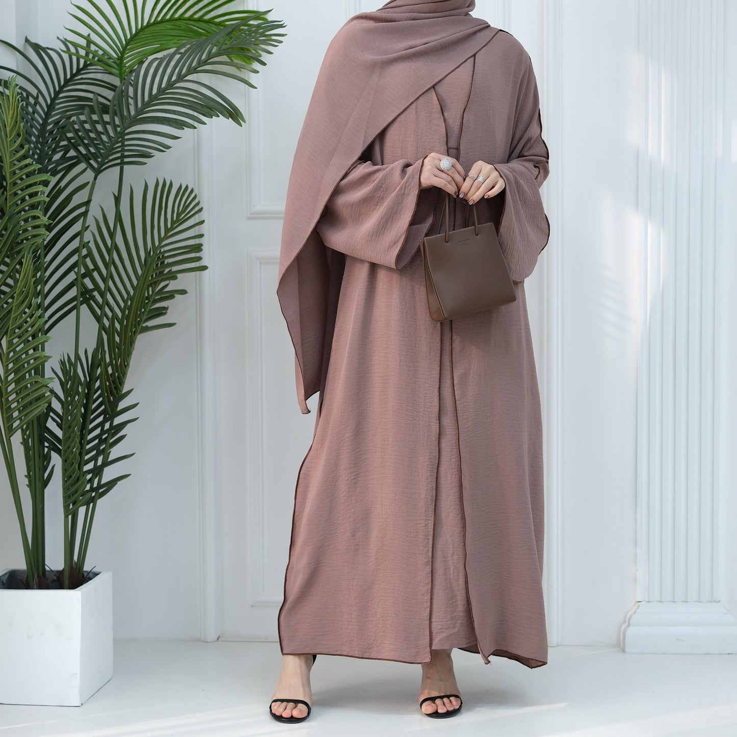 LUMAYA LM1095 3pcs Set Cardigan+without Sleeves Inner Dress+Hijab