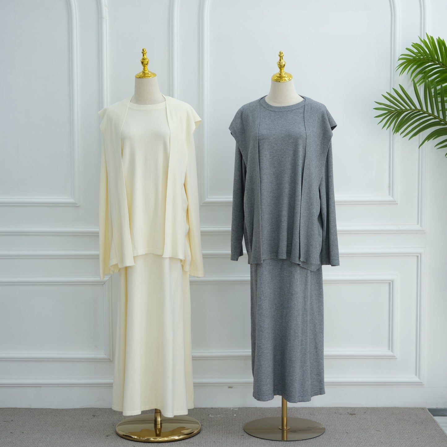 LM6609 Autumn and winter thickened knitted two-piece suit (excluding headscarf)