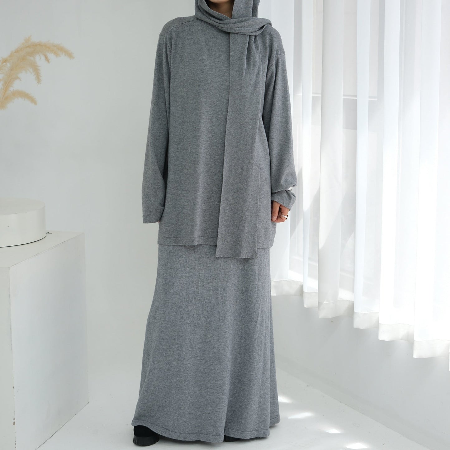 LM6609 Autumn and winter thickened knitted two-piece suit (excluding headscarf)
