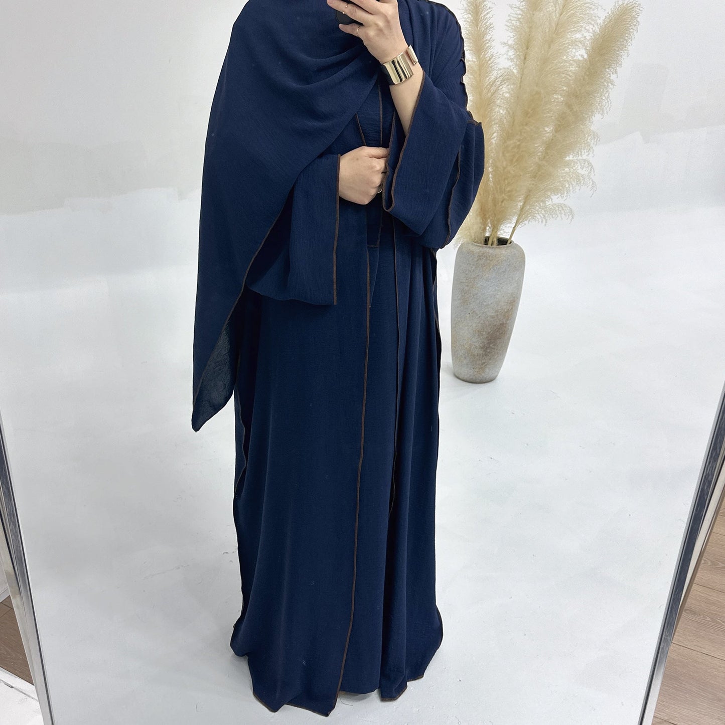 LUMAYA LM1182 3pcs Set Crepe Inner Dress and Cardigan and Hijab