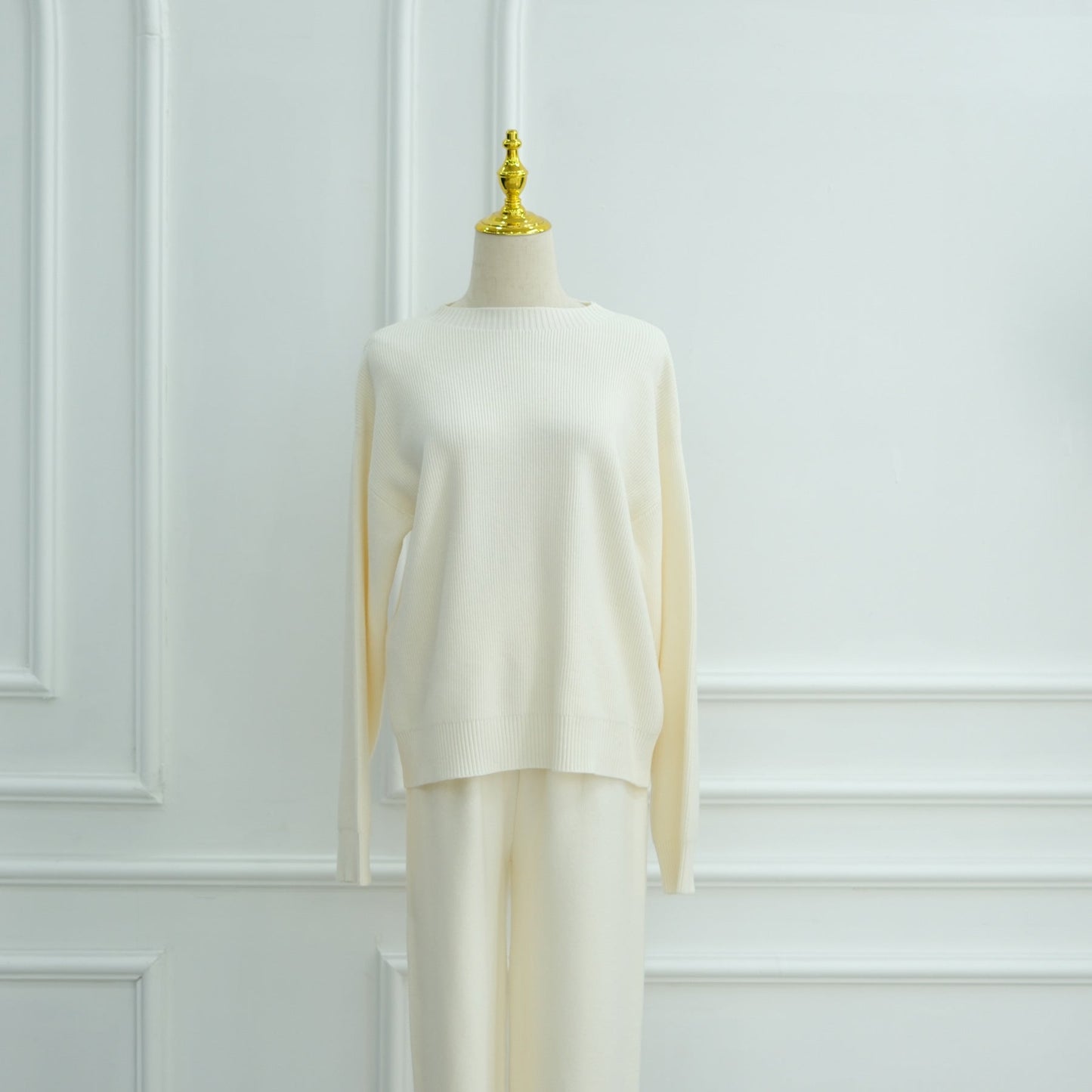 LM6595 Autumn and Winter Thickened Knitted Suit (Not Including Headscarf) | Simple Solid Color Two-Piece Suit