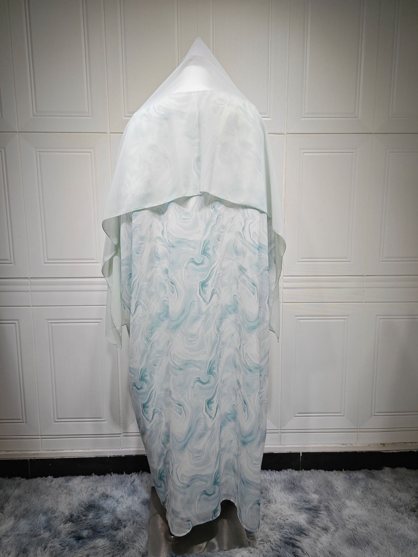 LM6635 Abaya chiffon printed two-piece set (including headscarf)