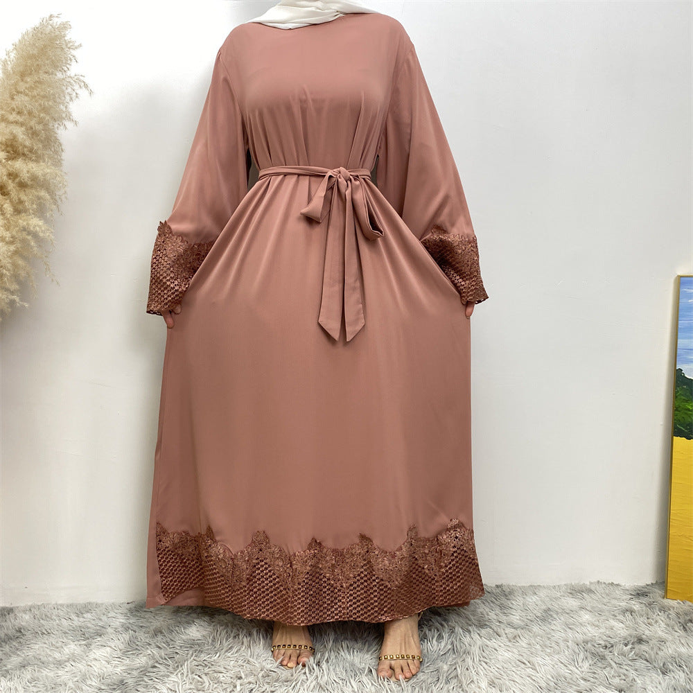 LUMAYA LUMAYA1084 Muslim Fashion Lace Robe Dress