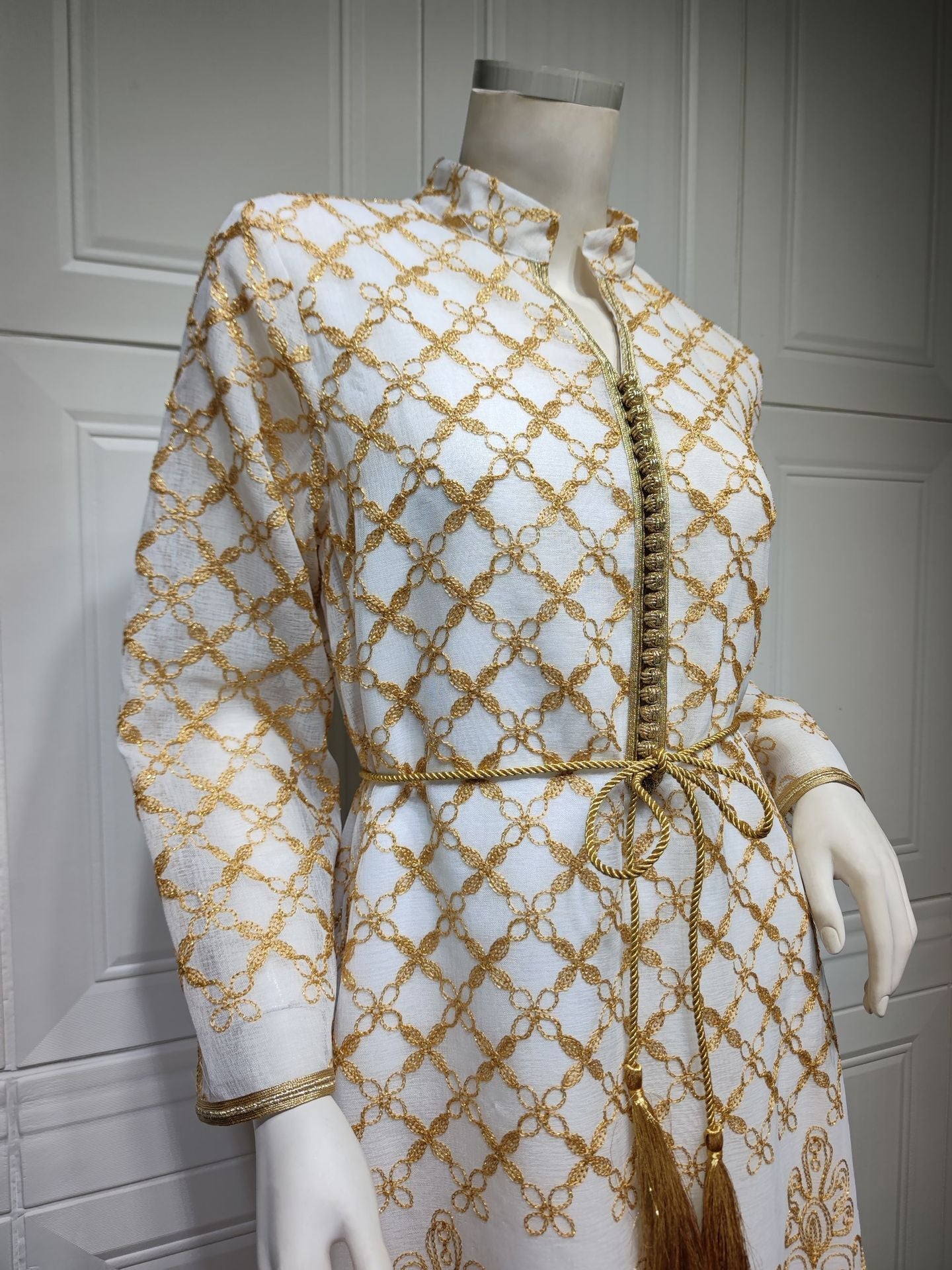 LM6640 Elegant Openwork Embroidered Abaya Long Dress