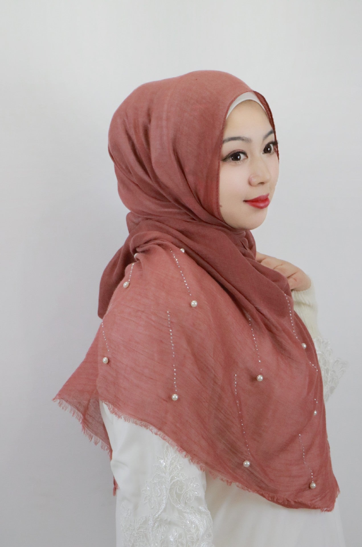 LUMAYA LM1106 Solid Color Scarf Long Beaded SLMwl Headband