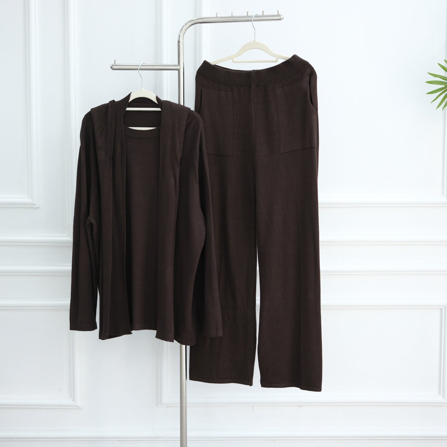 LM6593 Soft knitted home set | Simple solid color two-piece set