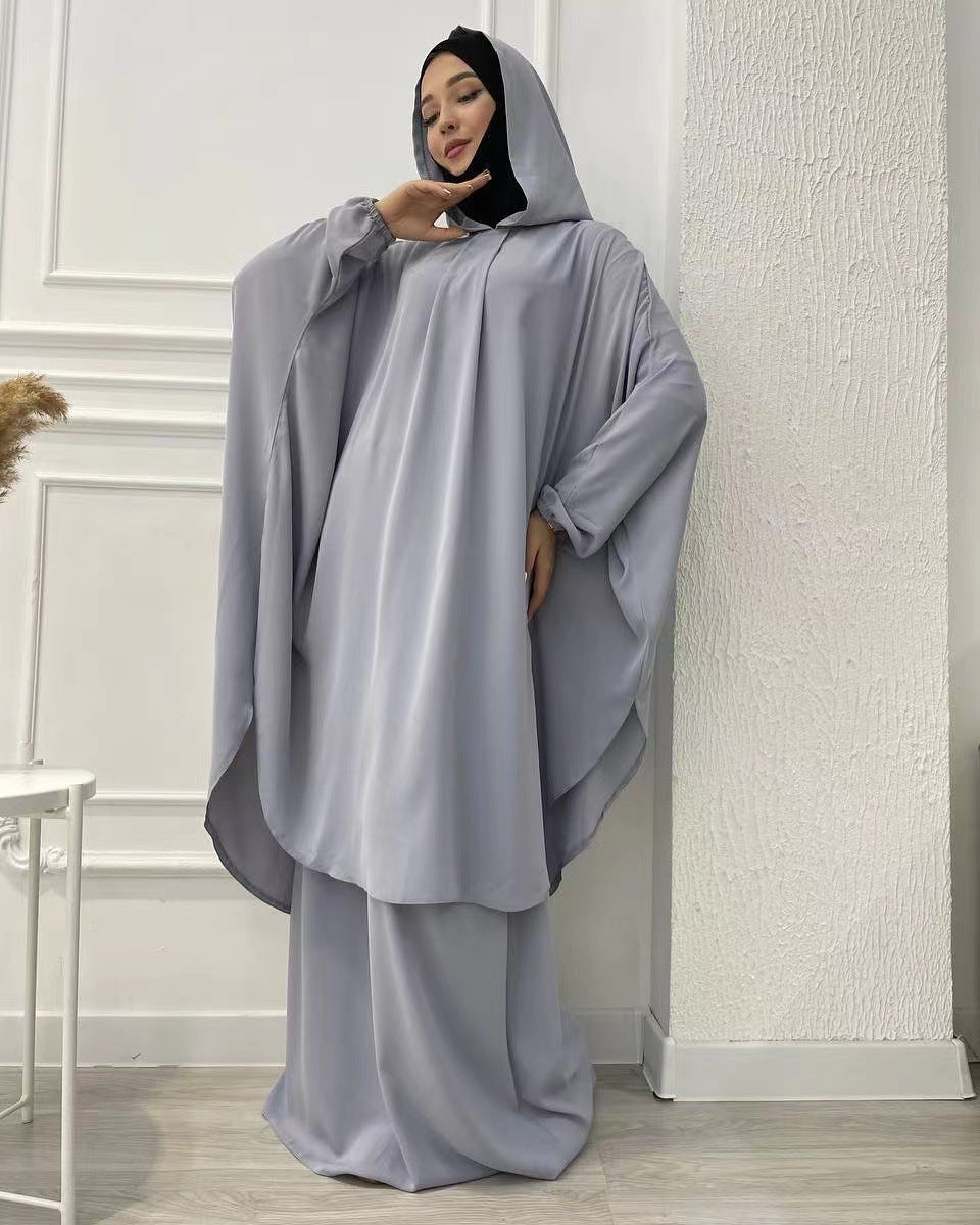 LM6583 Solid Color Long Robe Dress with Wide Swing Design
