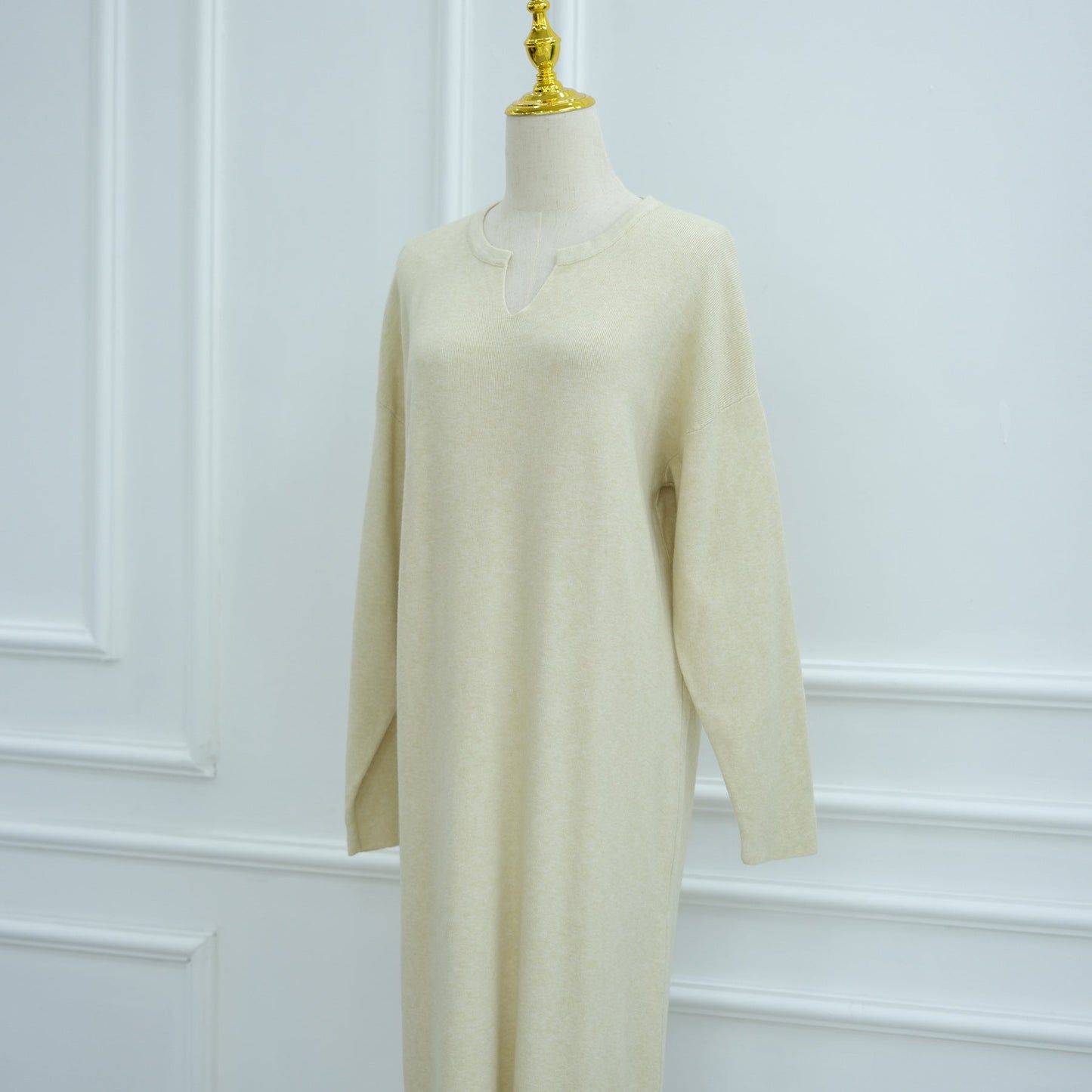 LM6598 Autumn and Winter Knitted Dress, Long Solid Color (headscarf Not Included)