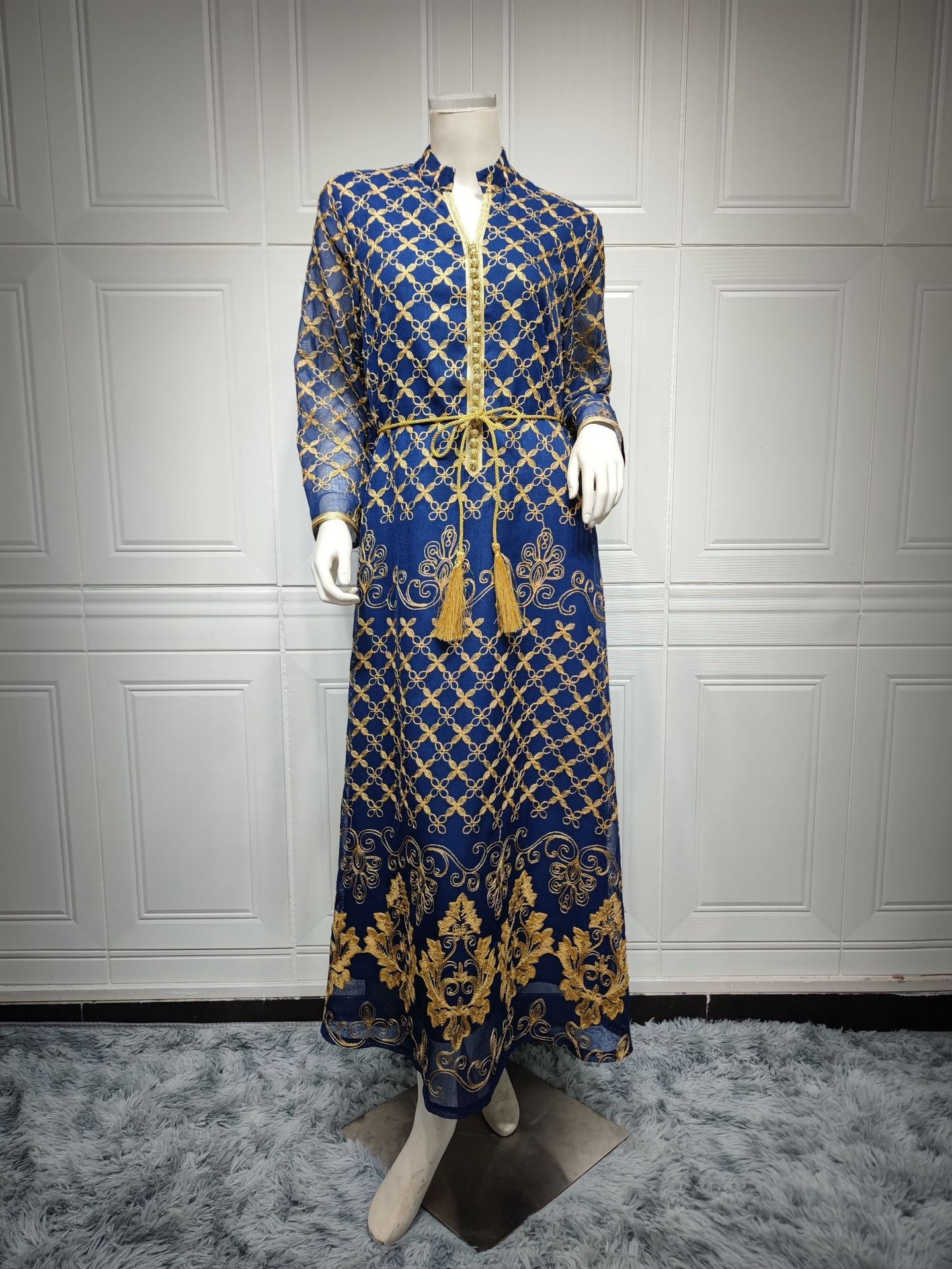 LM6640 Elegant Openwork Embroidered Abaya Long Dress
