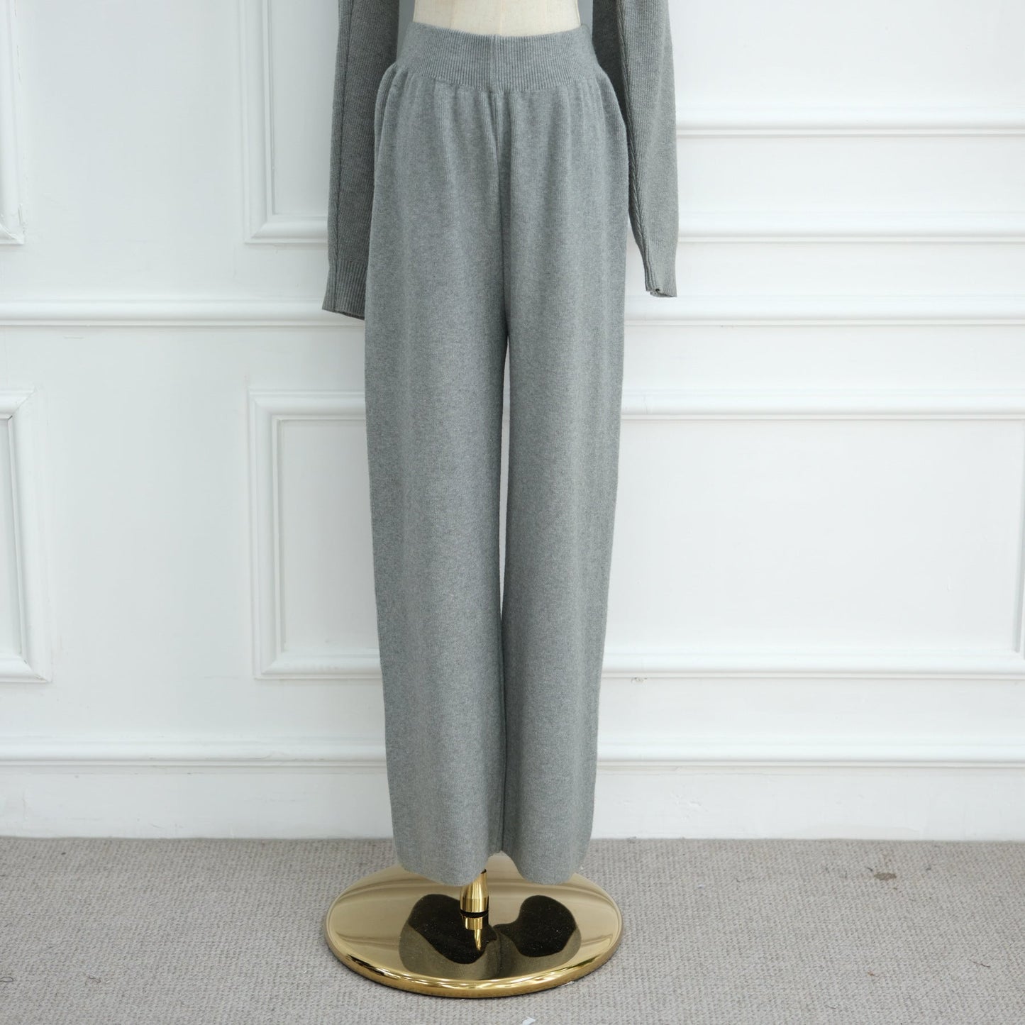 LM6595 Autumn and Winter Thickened Knitted Suit (Not Including Headscarf) | Simple Solid Color Two-Piece Suit