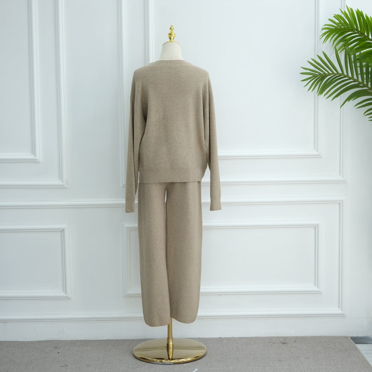 LM6595 Autumn and Winter Thickened Knitted Suit (Not Including Headscarf) | Simple Solid Color Two-Piece Suit