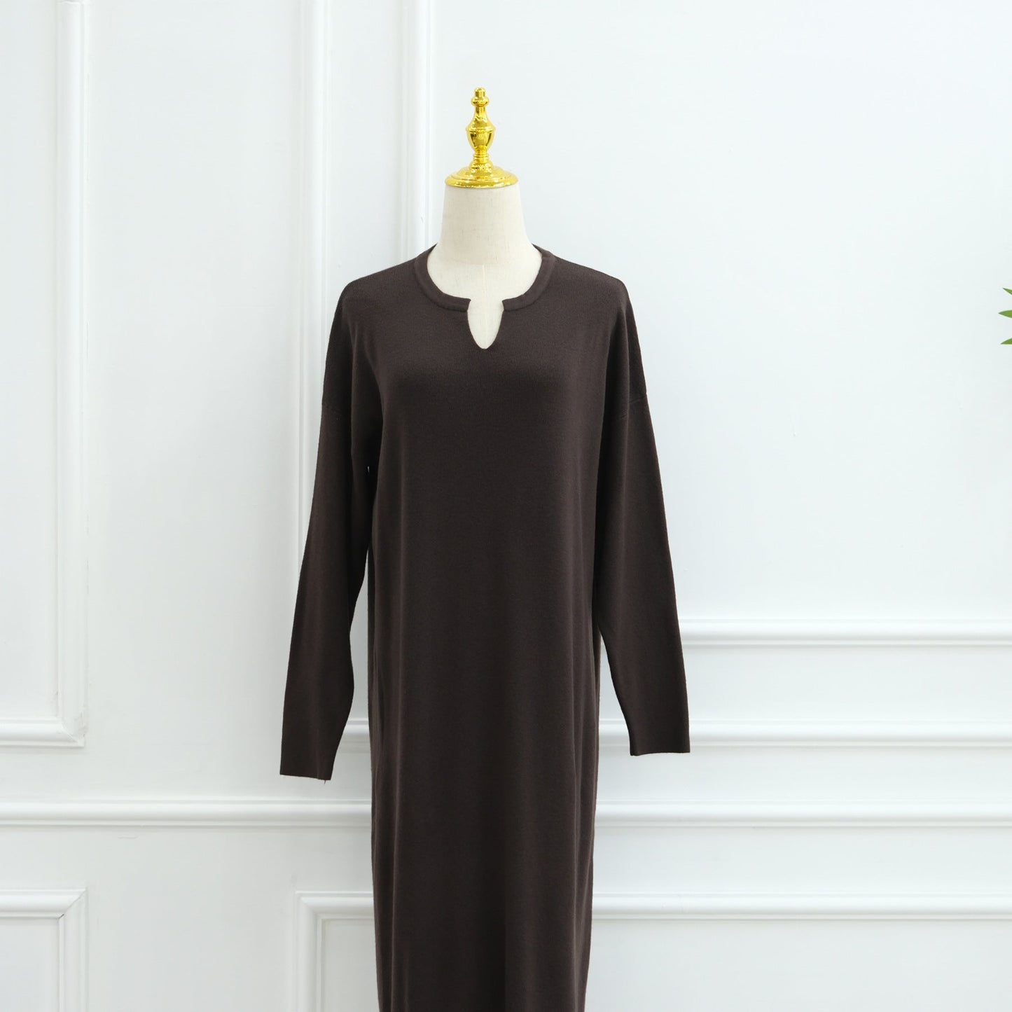 LM6598 Autumn and Winter Knitted Dress, Long Solid Color (headscarf Not Included)