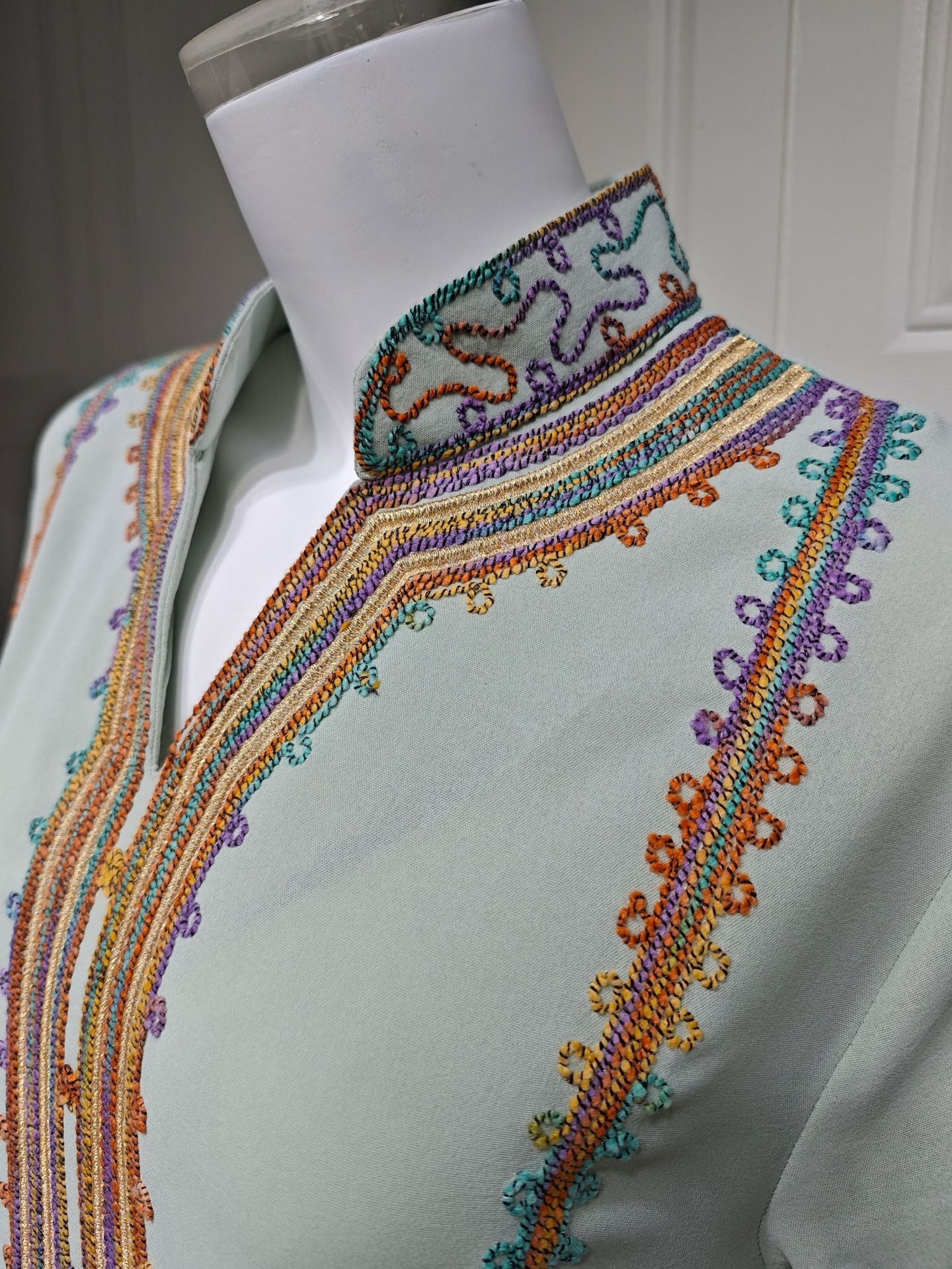 LM6661 Rope Embroidery Pullover Robe Dress, Long Sleeves, Loose Fit.