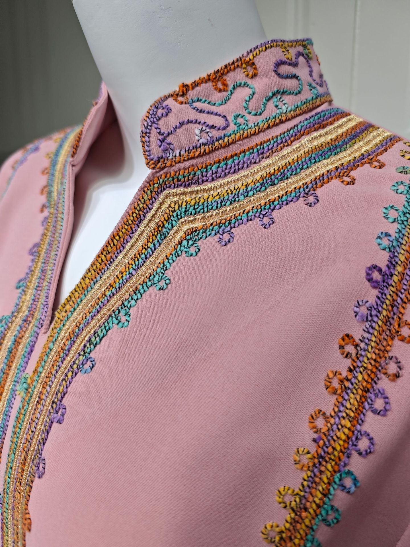 LM6661 Rope Embroidery Pullover Robe Dress, Long Sleeves, Loose Fit.