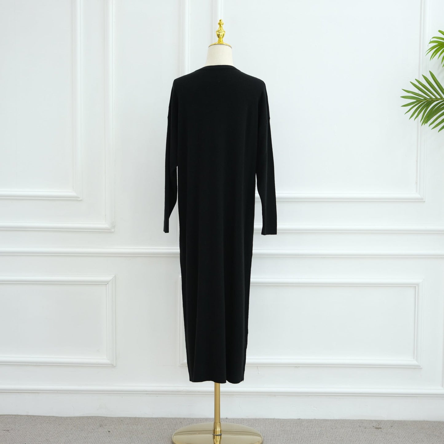 LM6598 Autumn and Winter Knitted Dress, Long Solid Color (headscarf Not Included)