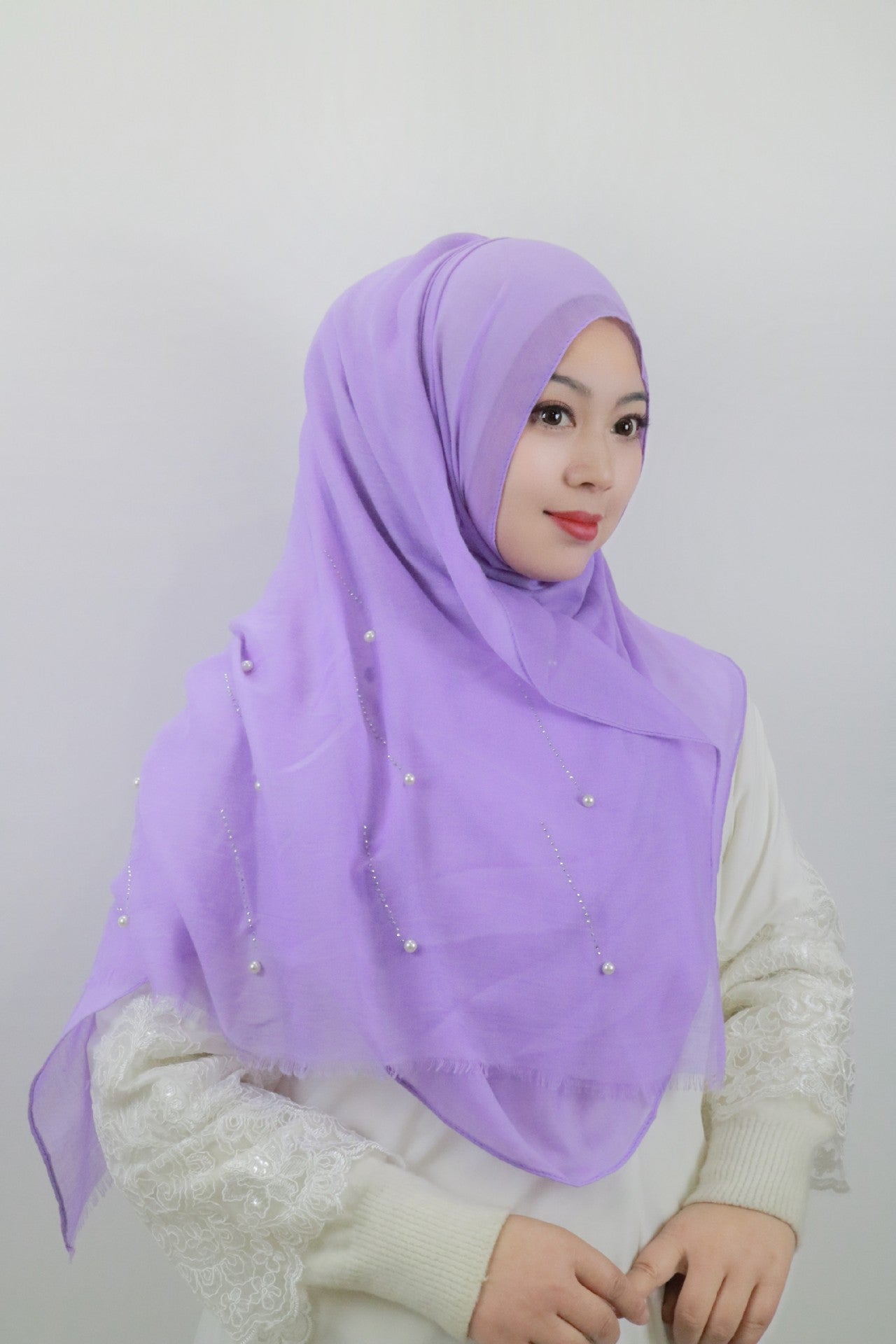 LUMAYA LM1106 Solid Color Scarf Long Beaded SLMwl Headband