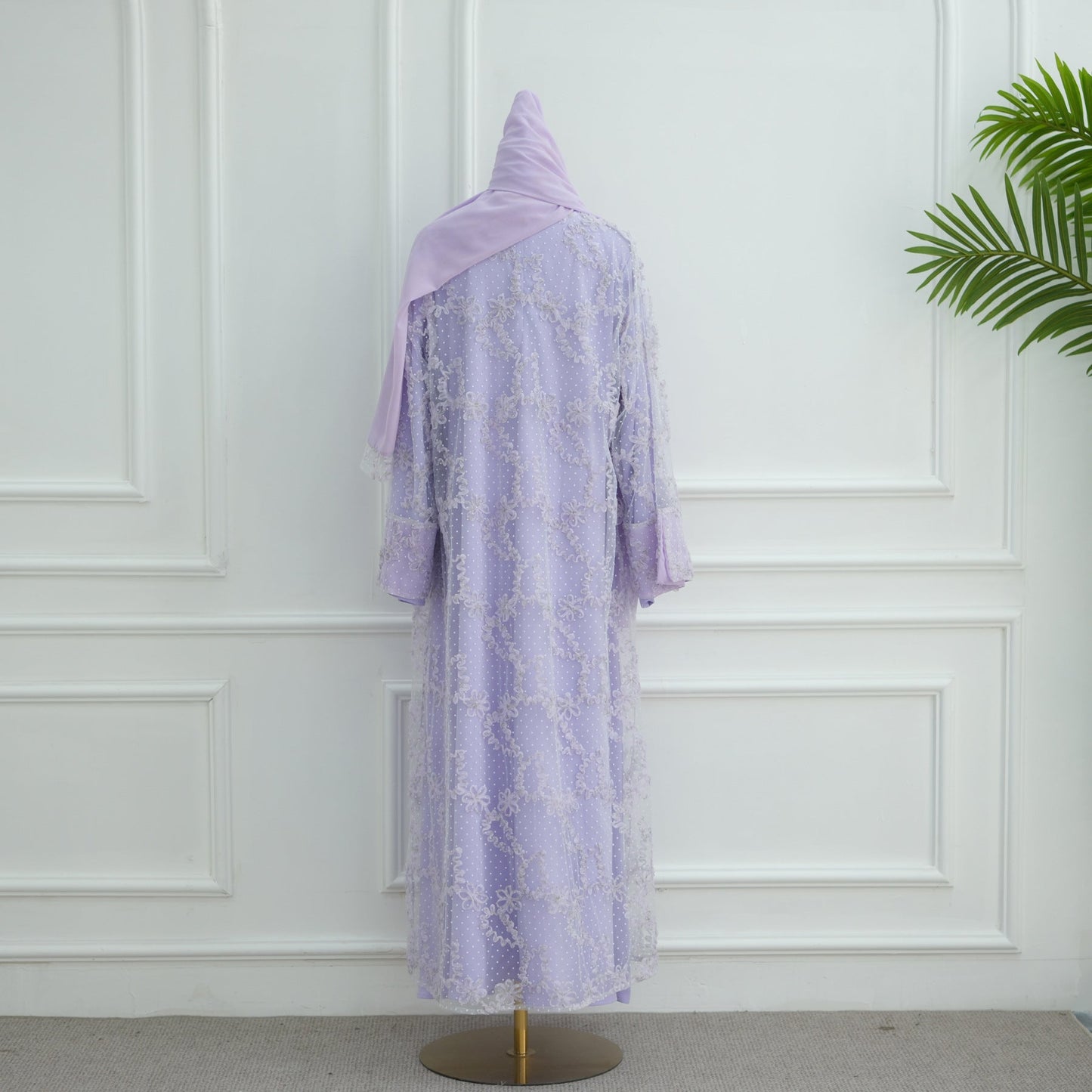 LM6622 3D flower mesh cardigan (optional headscarf and inner layer)