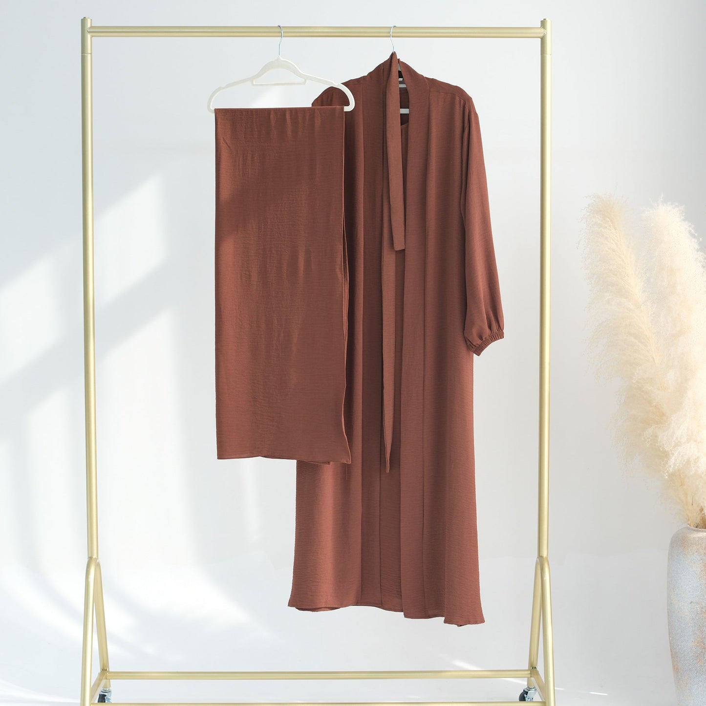 LUMAYA LUMAYA0995 3pcs Cardigan+without  Sleeves Inner Dress+Hijab