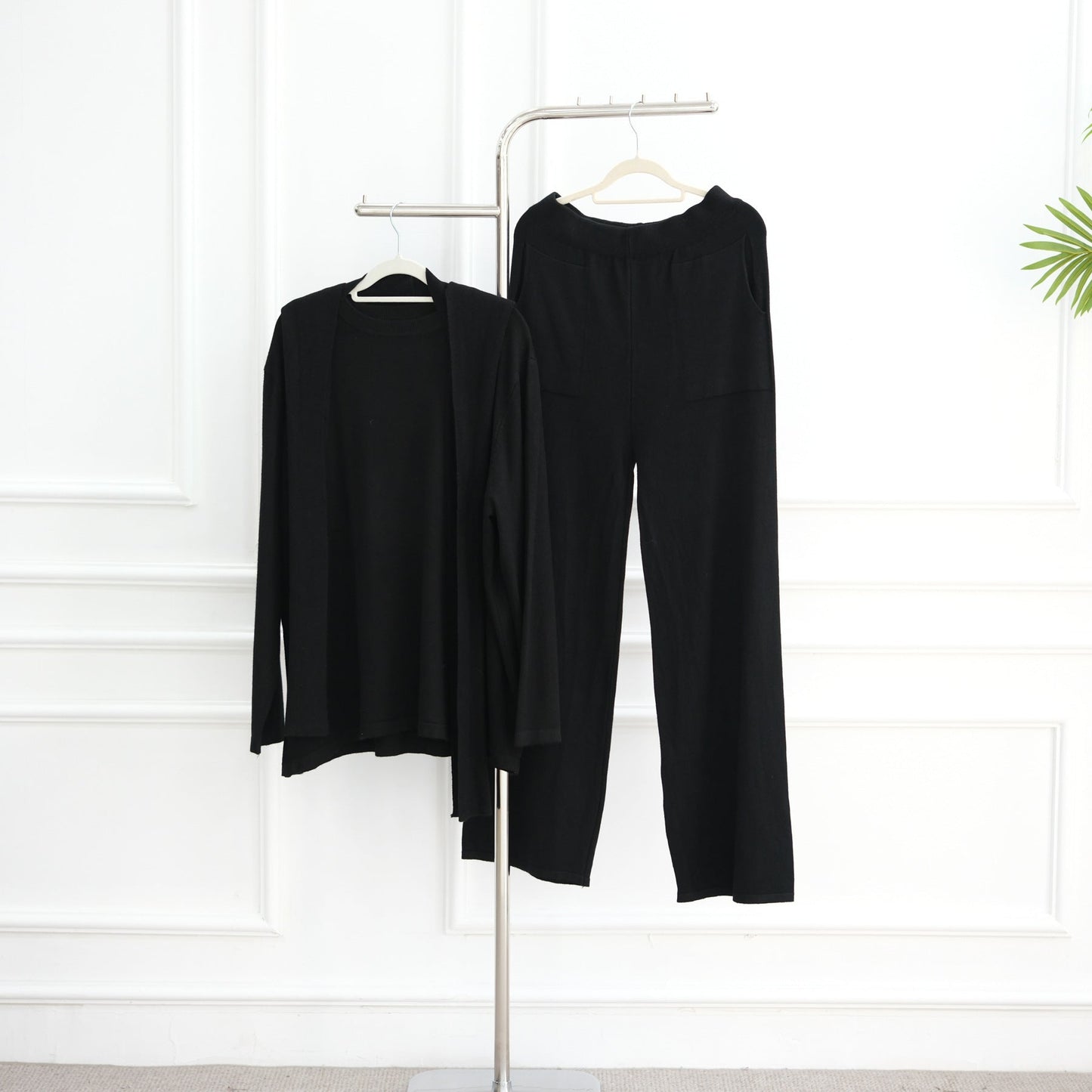 LM6593 Soft knitted home set | Simple solid color two-piece set