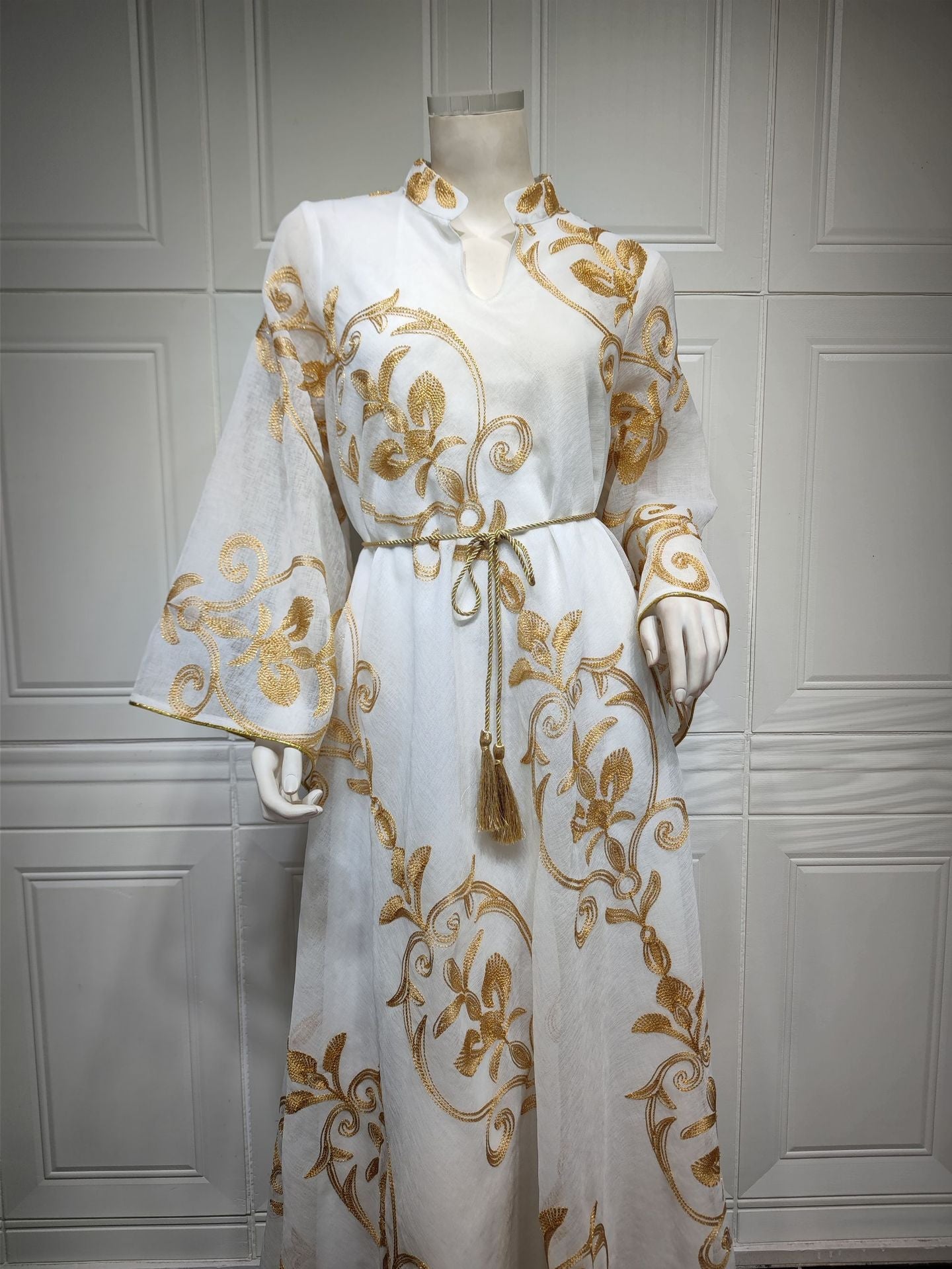 LM6650 Mesh Embroidered Maxi Dress - Elegant and Stylish
