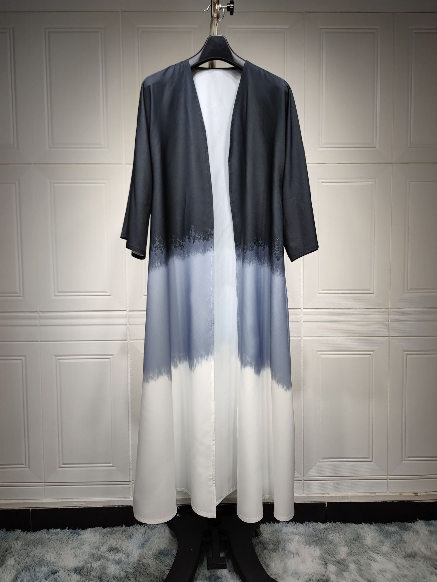 LUMAYA LM1096 Muslim Tie-dyed Cloak Cardigan Dress Abaya