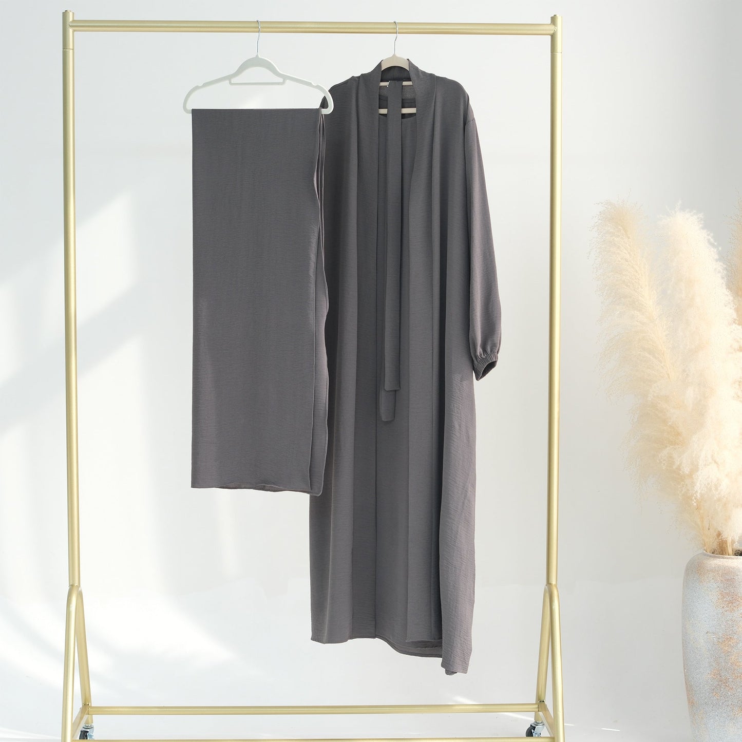 LUMAYA LUMAYA0995 3pcs Cardigan+without  Sleeves Inner Dress+Hijab