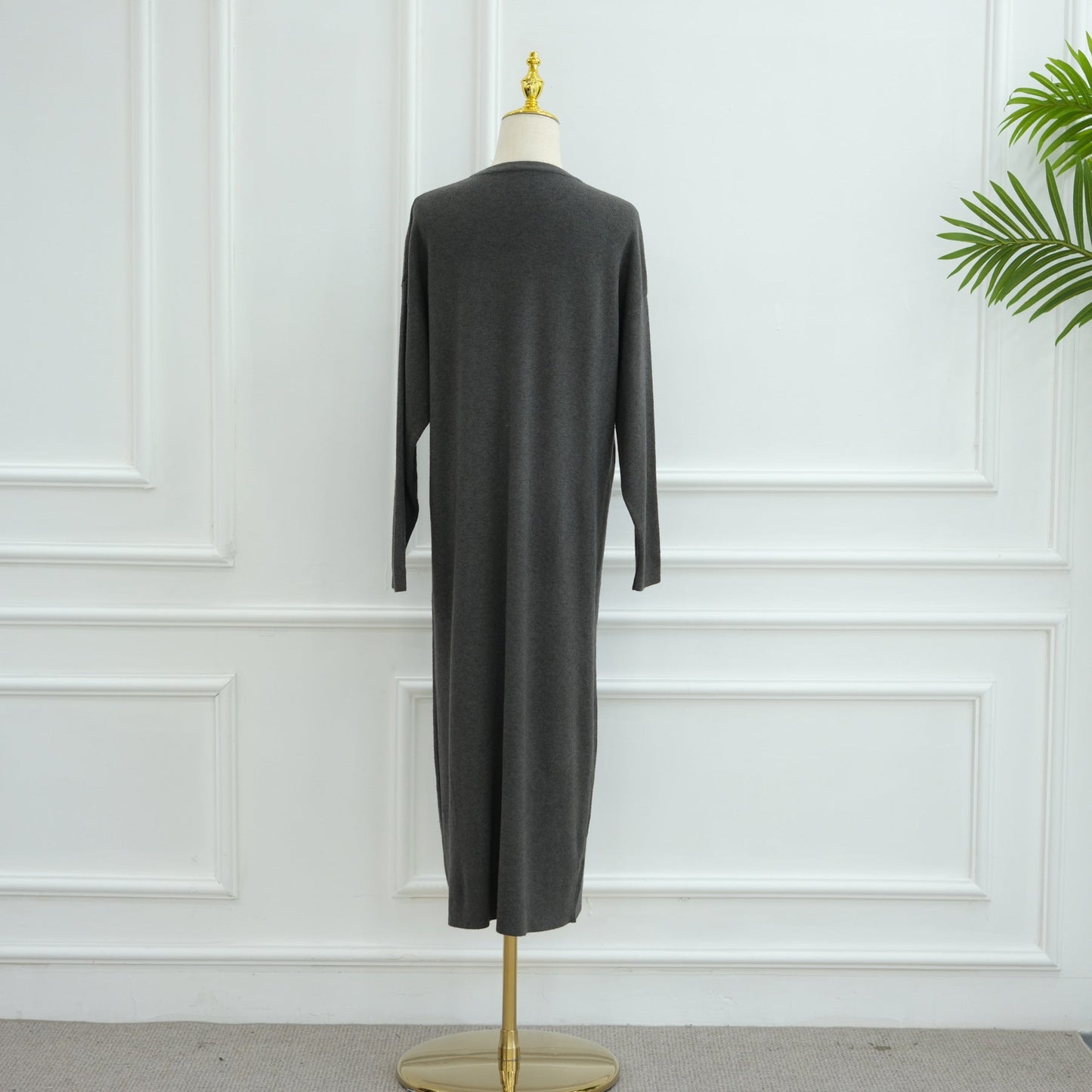 LM6598 Autumn and Winter Knitted Dress, Long Solid Color (headscarf Not Included)
