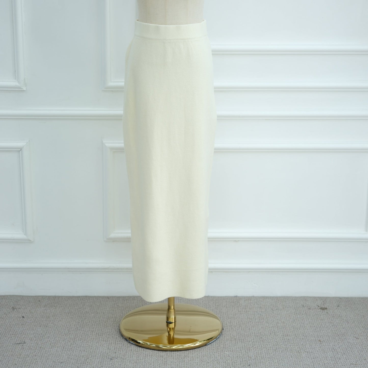 LM6597 Autumn and winter thickened knitted suit solid color two-piece suit (excluding headscarf) top + skirt
