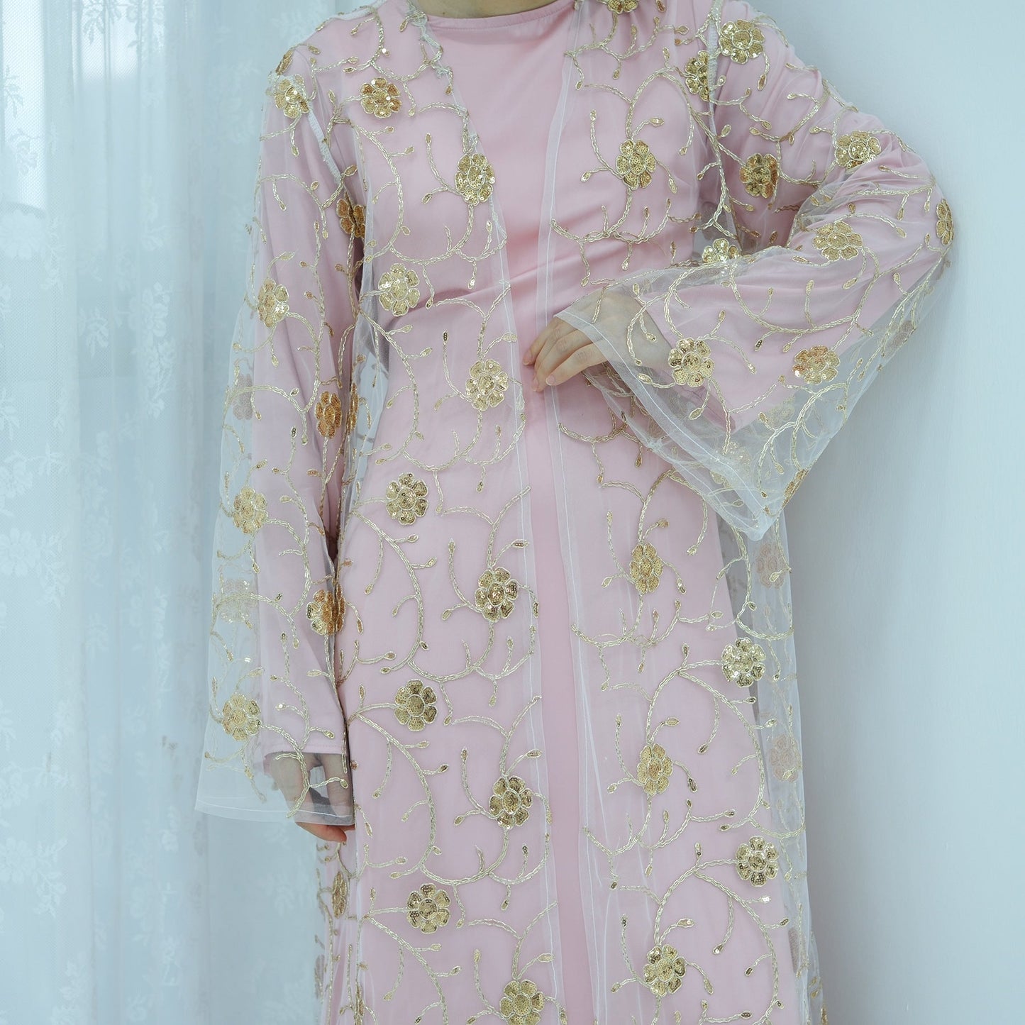 LM6627 Gold hook flower embroidered cardigan (with optional inner wear)