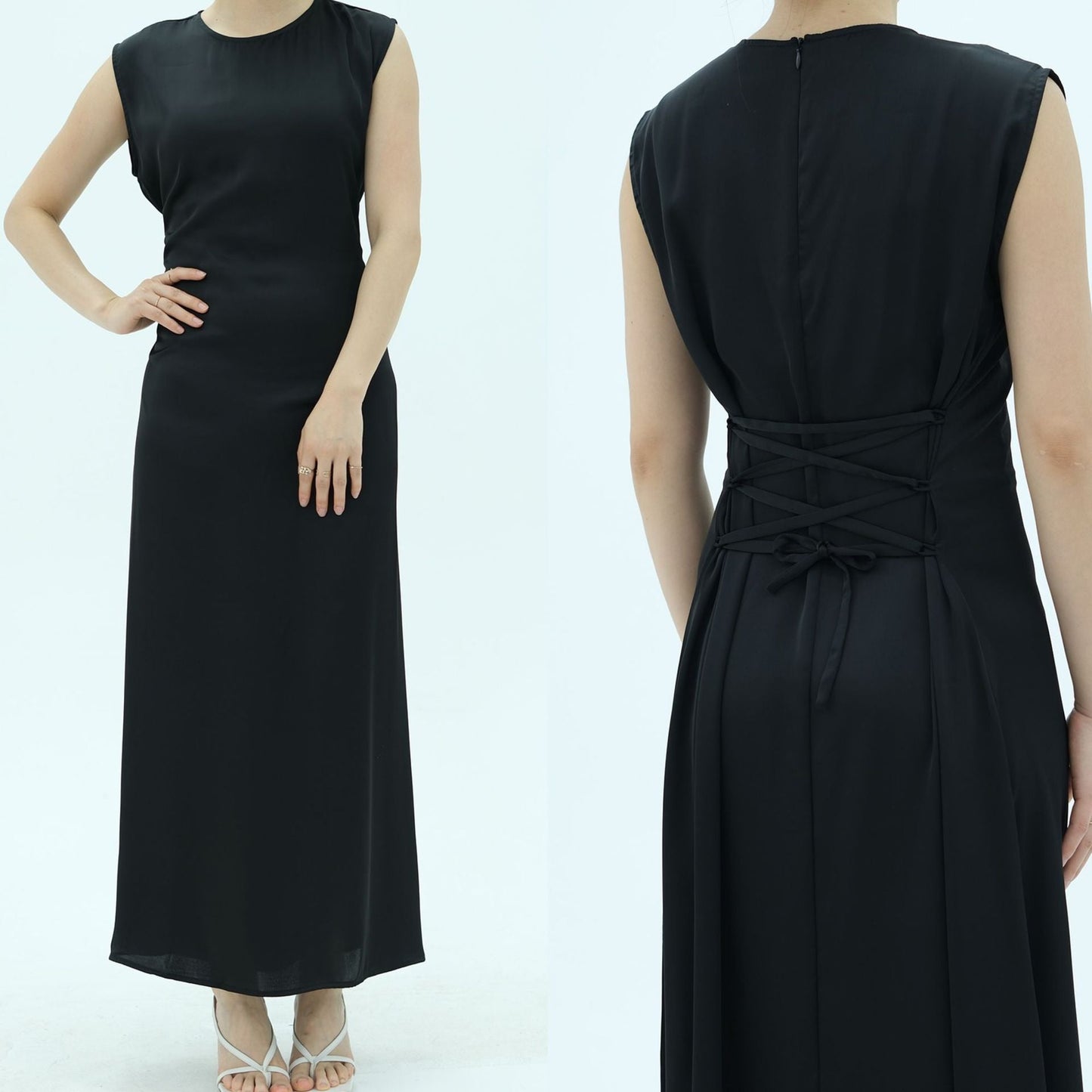 LM6620 Sleeveless Back Tie Dress (One-Piece)
