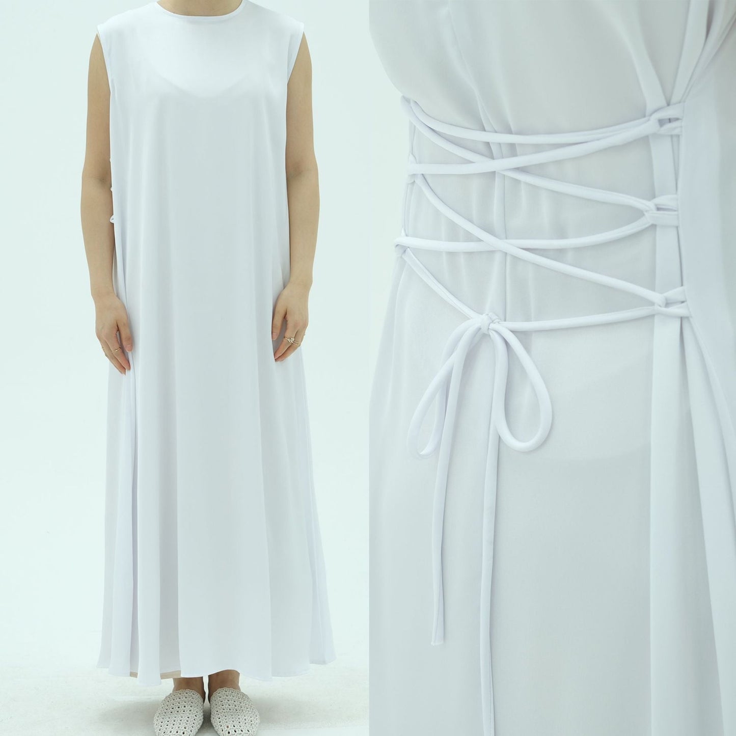 LM6620 Sleeveless Back Tie Dress (One-Piece)